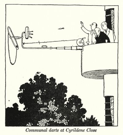 Fléchettes communautaires à Cyrildene Close - William Heath Robinson