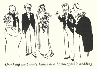 Porter un toast à la santé de la mariée à un mariage homéopathique (lithographie) - William Heath Robinson