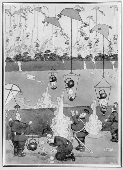 Attaque de la bouilloire volante, de Quelques images de guerre effrayantes, 1915 - William Heath Robinson