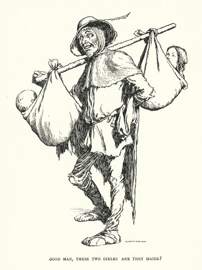 Bon homme, ces deux filles sont-elles des servantes ? - William Heath Robinson
