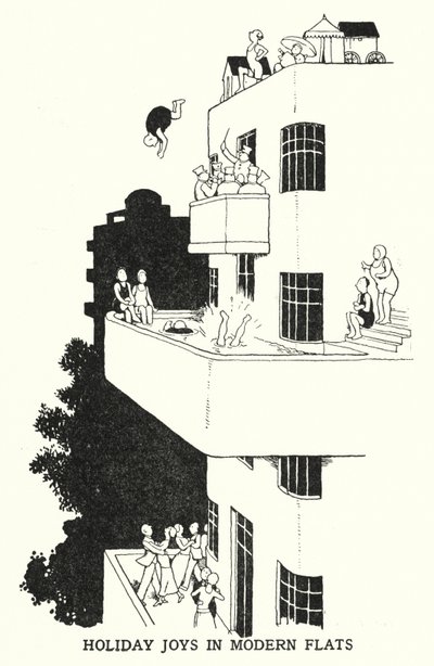 Les joies des vacances dans des appartements modernes - William Heath Robinson