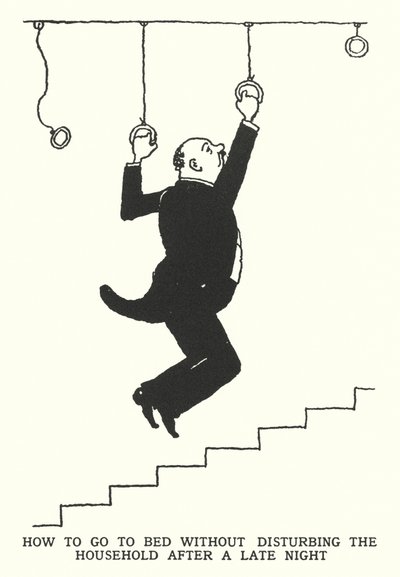Comment se coucher sans déranger la maison après une nuit tardive (lithographie) - William Heath Robinson
