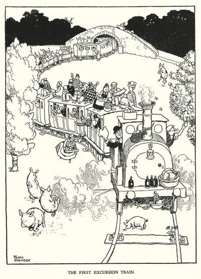 Illustration pour Railway Ribaldry par W Heath Robinson - William Heath Robinson