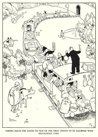 Illustration pour Railway Ribaldry par W Heath Robinson - William Heath Robinson