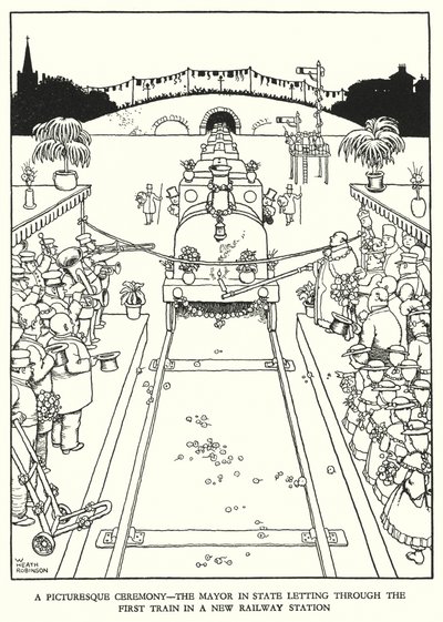 Illustration pour Railway Ribaldry par W Heath Robinson - William Heath Robinson