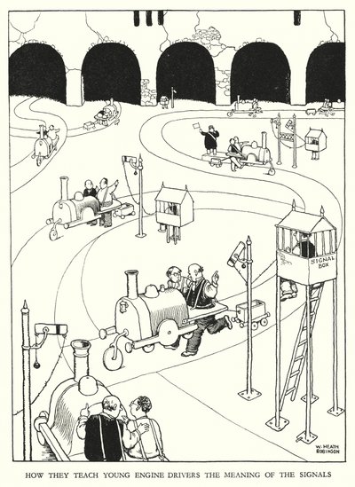 Illustration pour Railway Ribaldry par W Heath Robinson - William Heath Robinson