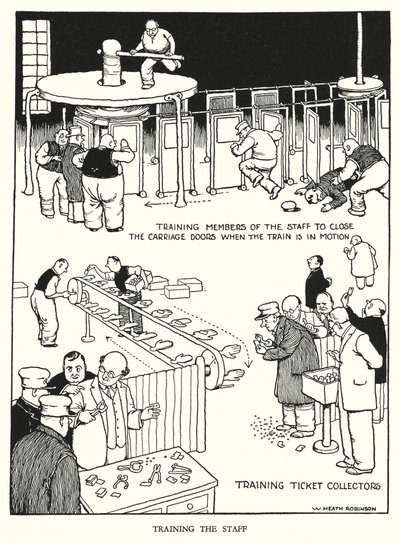 Illustration pour Railway Ribaldry par W Heath Robinson - William Heath Robinson