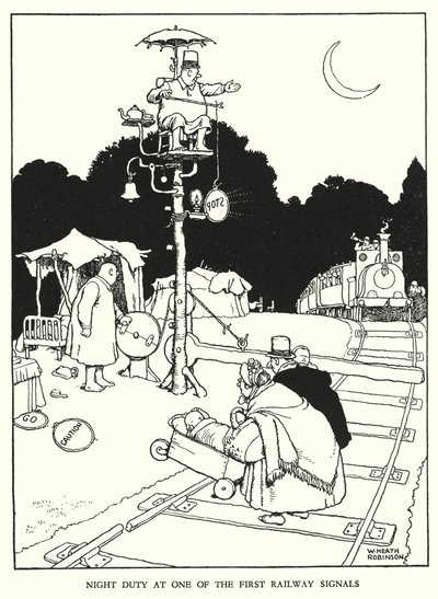 Illustration pour Railway Ribaldry par W Heath Robinson - William Heath Robinson