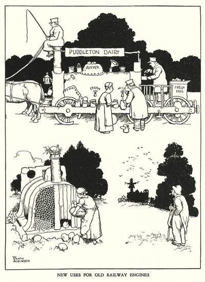 Illustration pour Railway Ribaldry par W Heath Robinson - William Heath Robinson