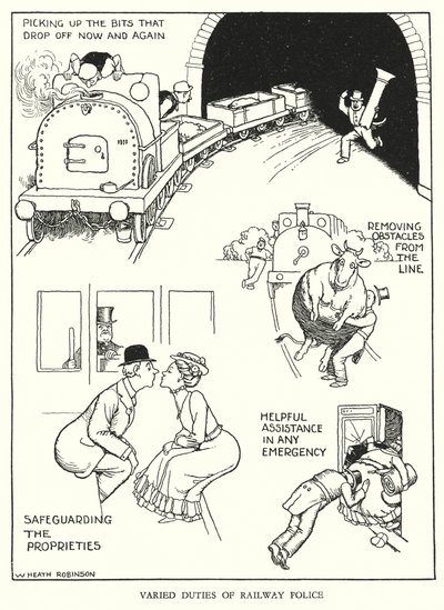 Illustration pour Railway Ribaldry par W Heath Robinson - William Heath Robinson
