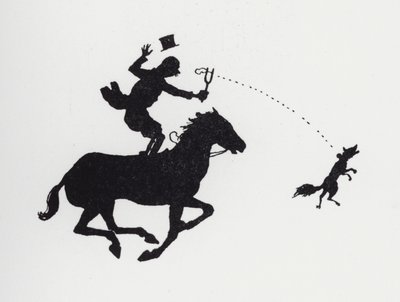 Homme à cheval catapultant un renard - William Heath Robinson