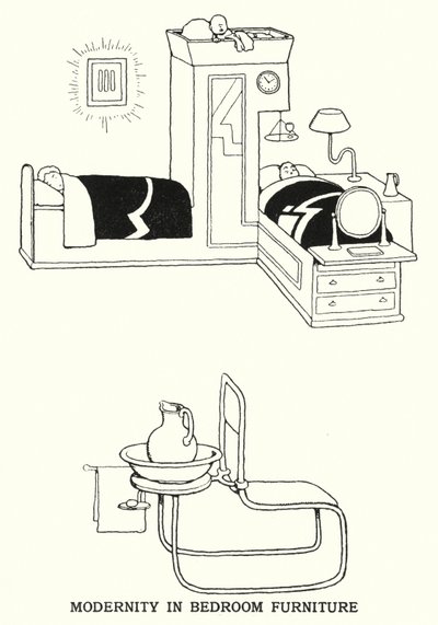 Modernité dans les meubles de chambre - William Heath Robinson