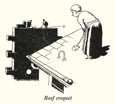 Croquet sur le toit (lithographie) - William Heath Robinson
