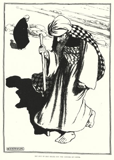 Départ précipité pour la capitale de la Chine (gravure) - William Heath Robinson