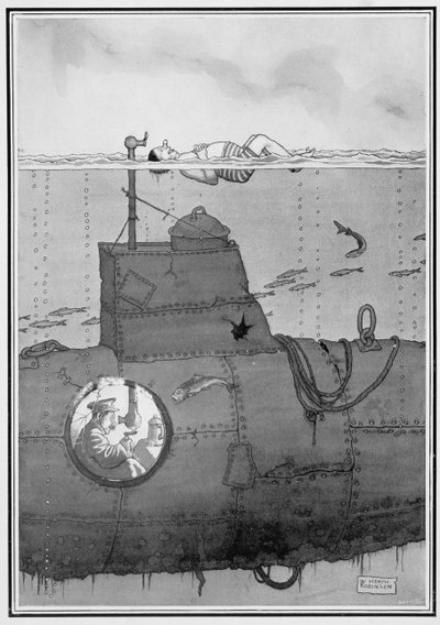 Sous-marin, de Quelques images effrayantes de la guerre, 1915 - William Heath Robinson