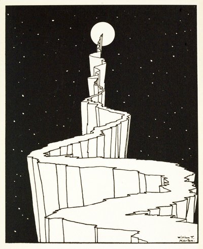 Le Chemin vers la Lune, du Livre des Images, pub. 1898 (gravure) - William Heath Robinson