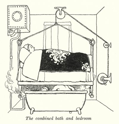 La salle de bain et chambre combinées - William Heath Robinson