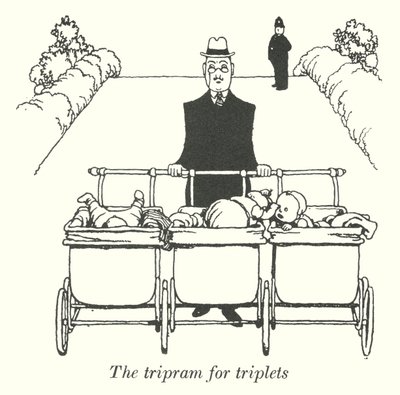 Le tripram pour triplés (lithographie) - William Heath Robinson