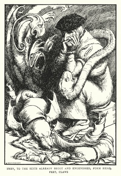 Ils, aux procès déjà engendrés, forment tête, pieds, griffes - William Heath Robinson