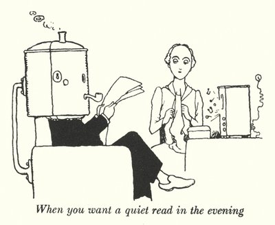 Quand vous voulez lire tranquillement le soir (lithographie) - William Heath Robinson