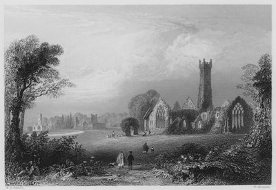 Abbaye augustinienne, Adare, avec le château des Fitzgerald et l