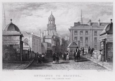 Entrée de Bristol, de la route de Londres - William Henry (after) Bartlett