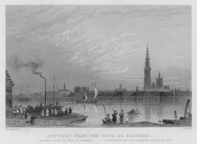 Anvers depuis la Tête de Flandre (gravure) - William Henry Bartlett