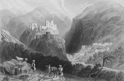Château sur le mont Amana, près du Khan Karamont - William Henry Bartlett