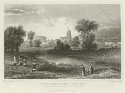 Chelmsford, Essex, depuis Springfield Hill, près des carrières de gravier - William Henry Bartlett