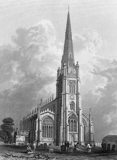 Église Sainte-Marie-la-Vierge, Saffron Walden, gravée par Robert Sands, 1832 - William Henry Bartlett