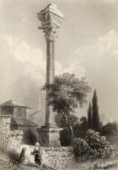 Colonne de Marcien, Istanbul, Turquie, gravée par H. Adlard - William Henry Bartlett