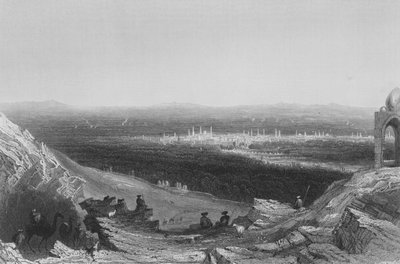 Damas, vue lointaine du flanc de la montagne - William Henry Bartlett