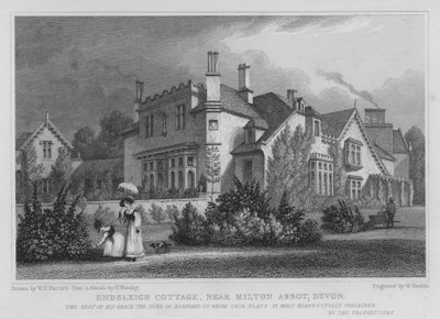Cottage Endsleigh, près de Milton Abbot, Devon - William Henry Bartlett