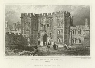 Porte du prieuré de St Osyth, Essex - William Henry Bartlett