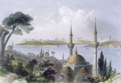 Vue générale de Constantinople depuis Scutari, vers 1850 (aquatinte colorée) - William Henry Bartlett