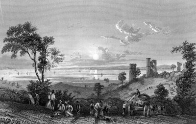 Château de Hadleigh, Essex, vue vers Sheerness, gravé par William Watkins, 1835 - William Henry Bartlett