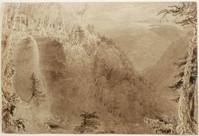 Chutes de Kaaterskill depuis le ravin, montagnes Catskill, New York : Étude pour une gravure, 1836 - William Henry Bartlett