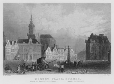 Place du Marché, Furnes - William Henry Bartlett