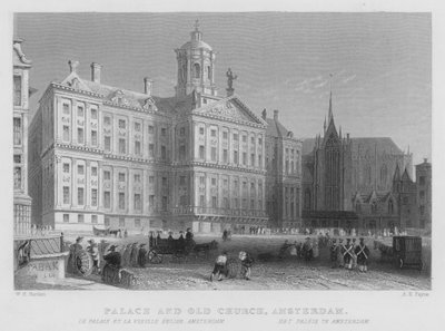 Palais et Vieille Église, Amsterdam - William Henry Bartlett