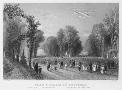 Parc et Palais à Bruxelles - William Henry Bartlett