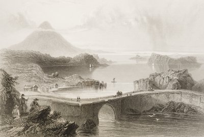 Pont de bateaux à Lough Conn, comté de Mayo, Irlande, de 