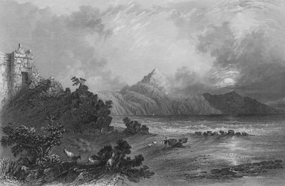 Vestiges du port de Séleucie, près de Suadeah, Mont Casius au loin - William Henry Bartlett