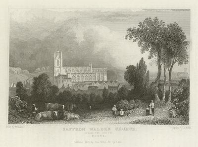 Église de Saffron Walden, depuis le sud, Essex - William Henry Bartlett
