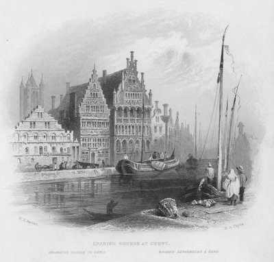 Maisons espagnoles à Gand - William Henry Bartlett