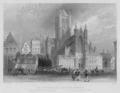 Église Saint-Nicolas, Gand (gravure) - William Henry Bartlett