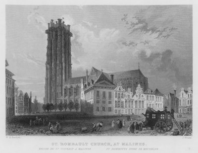 Église Saint-Rombaut, à Malines - William Henry Bartlett