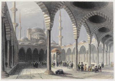 La Cour de la Mosquée du Sultan Achmet, Istanbul, gravée par S. Fisher, c.1850 - William Henry Bartlett