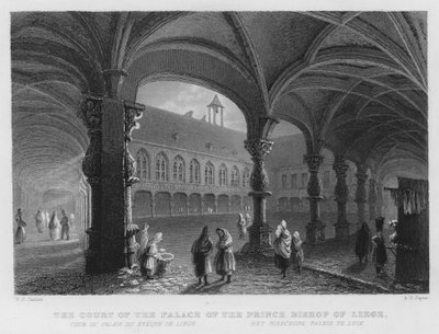 La Cour du Palais du Prince-Évêque de Liège (gravure) - William Henry Bartlett