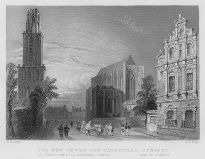 La tour et la cathédrale de Dom, Utrecht - William Henry Bartlett