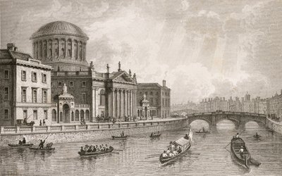 Les quatre cours de justice, Dublin, gravé par Owen - William Henry Bartlett